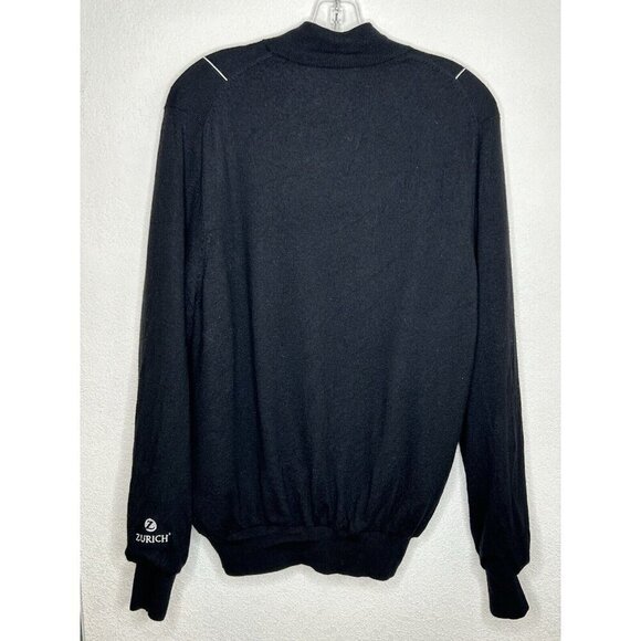 Fairway & Greene 1/4 Zip Merino Wool Mens Medium Zurich Black White Grid Golf - Picture 2 of 14